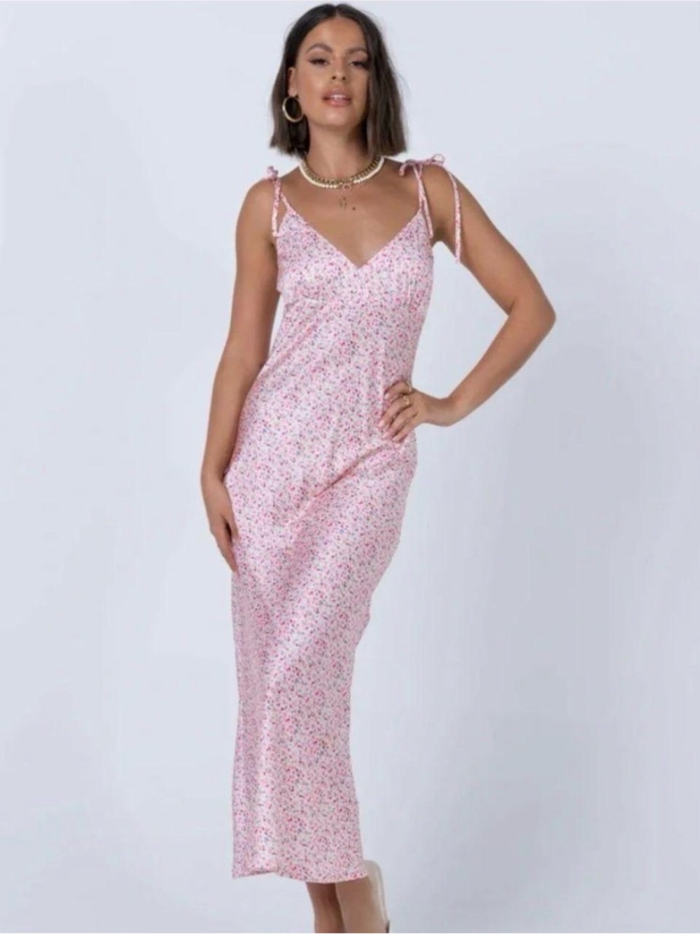 Princess Polly Floral Satin Midi Dress